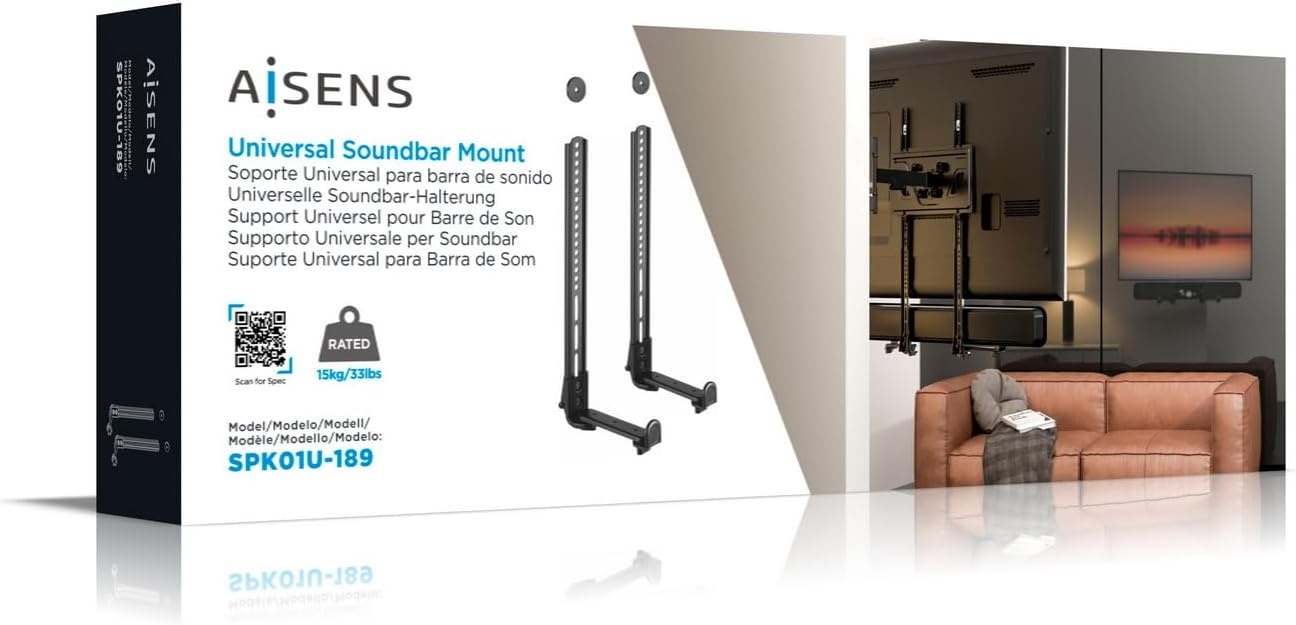 AISENS Universele Soundbar Beugel - Zwart - Geschikt voor 40 tot 182 mm diepte
