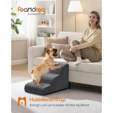 Feandrea Huisdierentrap - 3 treden - 57 x 40 x 40 cm - Leigrijs