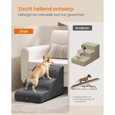 Feandrea Huisdierentrap - 3 treden - 57 x 40 x 40 cm - Leigrijs