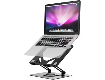 GRIFEMA Laptopstandaard - Verstelbaar & Opvouwbaar - 360° Draaibaar - Voor 11 tot 17 inch Laptops - Zwart