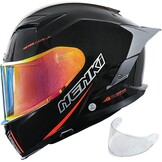 NENKI NK-871 Integraalhelm - Motorhelm met zonnevizier - Zwart/Rood - Maat XL