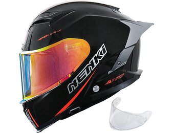 NENKI NK-871 Integraalhelm - Motorhelm met zonnevizier - Zwart/Rood - Maat XL