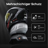 NENKI NK-871 Integraalhelm - Motorhelm met zonnevizier - Zwart/Rood - Maat XL