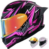 NENKI NK-871 Integraalhelm - Motorhelm met zonnevizier - Zwart/Rood - Maat XL