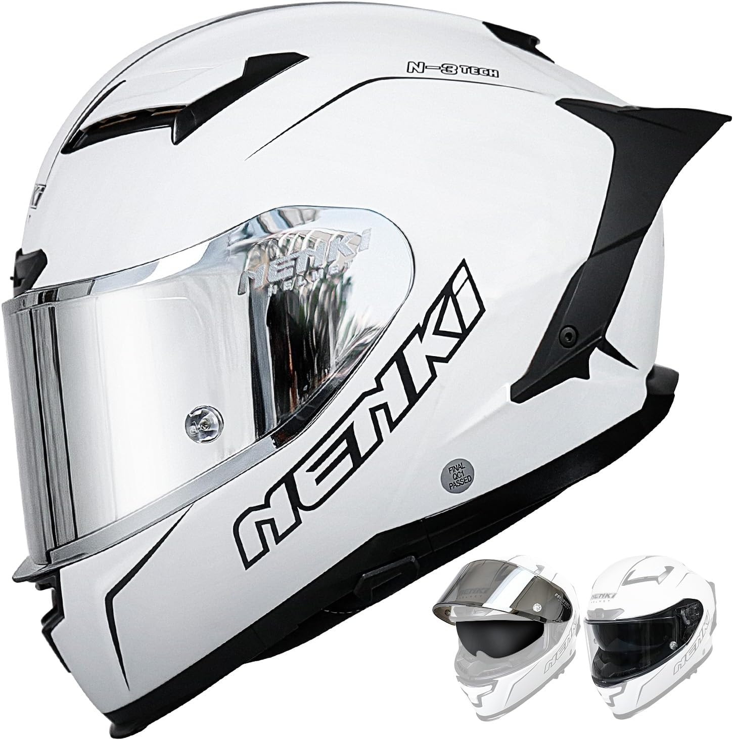 NENKI NK-871 Integraalhelm - Motorhelm met zonnevizier - Zwart/Rood - Maat XL
