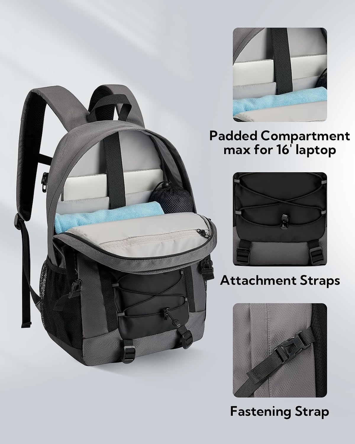 Trekkingrugzak 25L Grijs - Laptop & Wandelen - 57% Korting