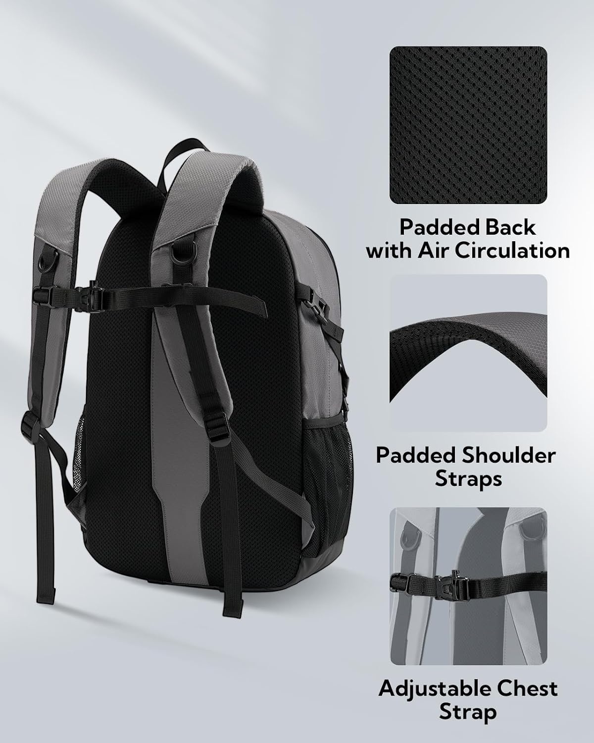 Trekkingrugzak 25L Grijs - Laptop & Wandelen - 57% Korting