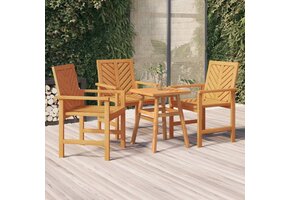 3x Massief Acaciahout Tuinstoelen met Visgraat Rugleuning - 35% Korting