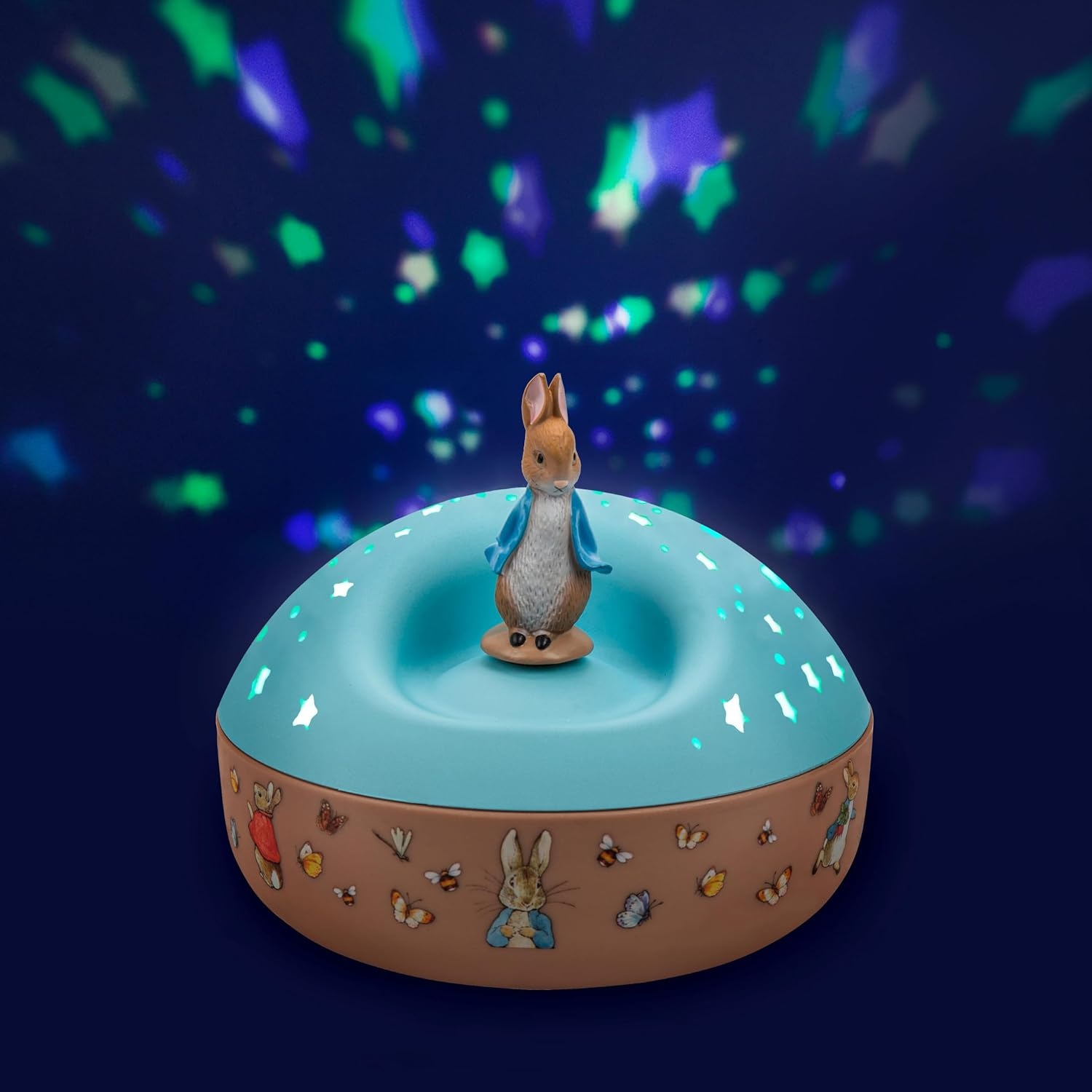 TROUSSELIER - Peter Rabbit. - Nachtlampje - Ideaal cadeau voor kinderen - Muzikale sterrenprojector - Draaibaar figuur - Batterijen inbegrepen