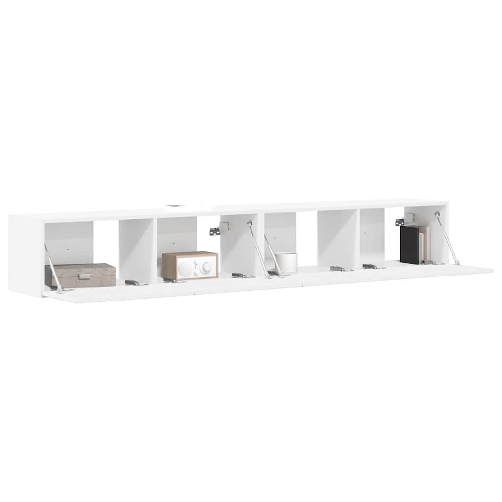 vidaXL TV Wandkast 2 pcs Wit 60 x 31 x 29.5 cm Bewerkt hout