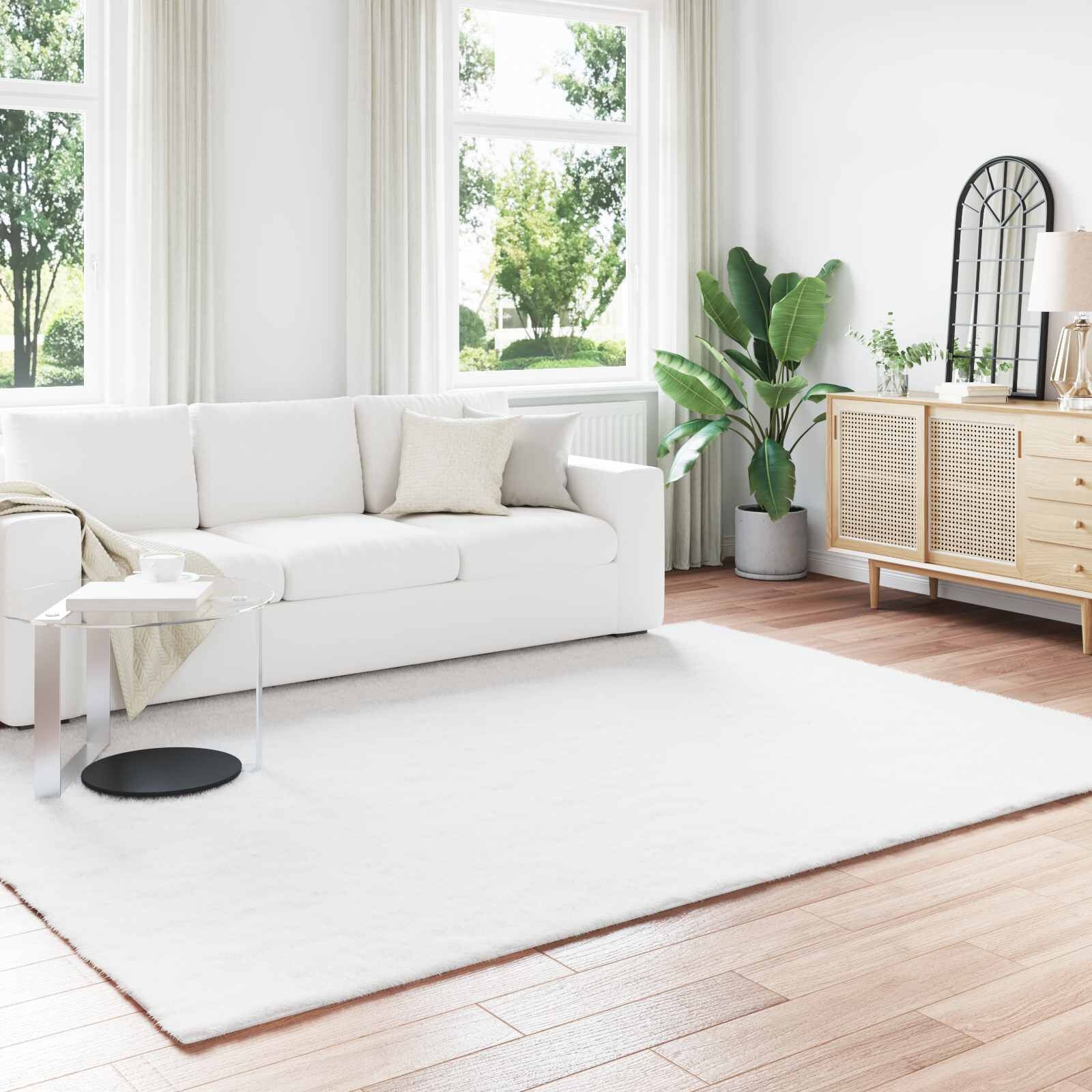 vidaXL Nep Konijnenbont Tapijt Wit 200 x 280 cm Polyester