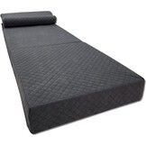Luxe logeermatras met hoofdkussen- grafiet - camping matras - zitbank - opvouwbaar - 200x70x15 cm