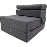 Luxe logeermatras met hoofdkussen- grafiet - camping matras - zitbank - opvouwbaar - 200x70x15 cm