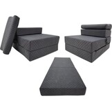 Luxe logeermatras met hoofdkussen- grafiet - camping matras - zitbank - opvouwbaar - 200x70x15 cm