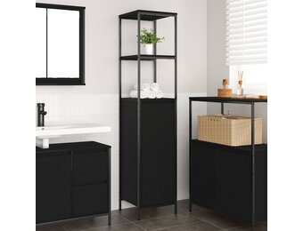 vidaXL Badkamermeubel met planken 36x35x165 cm zwart eikenkleurig