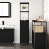 vidaXL Badkamermeubel met planken 36x35x165 cm zwart eikenkleurig