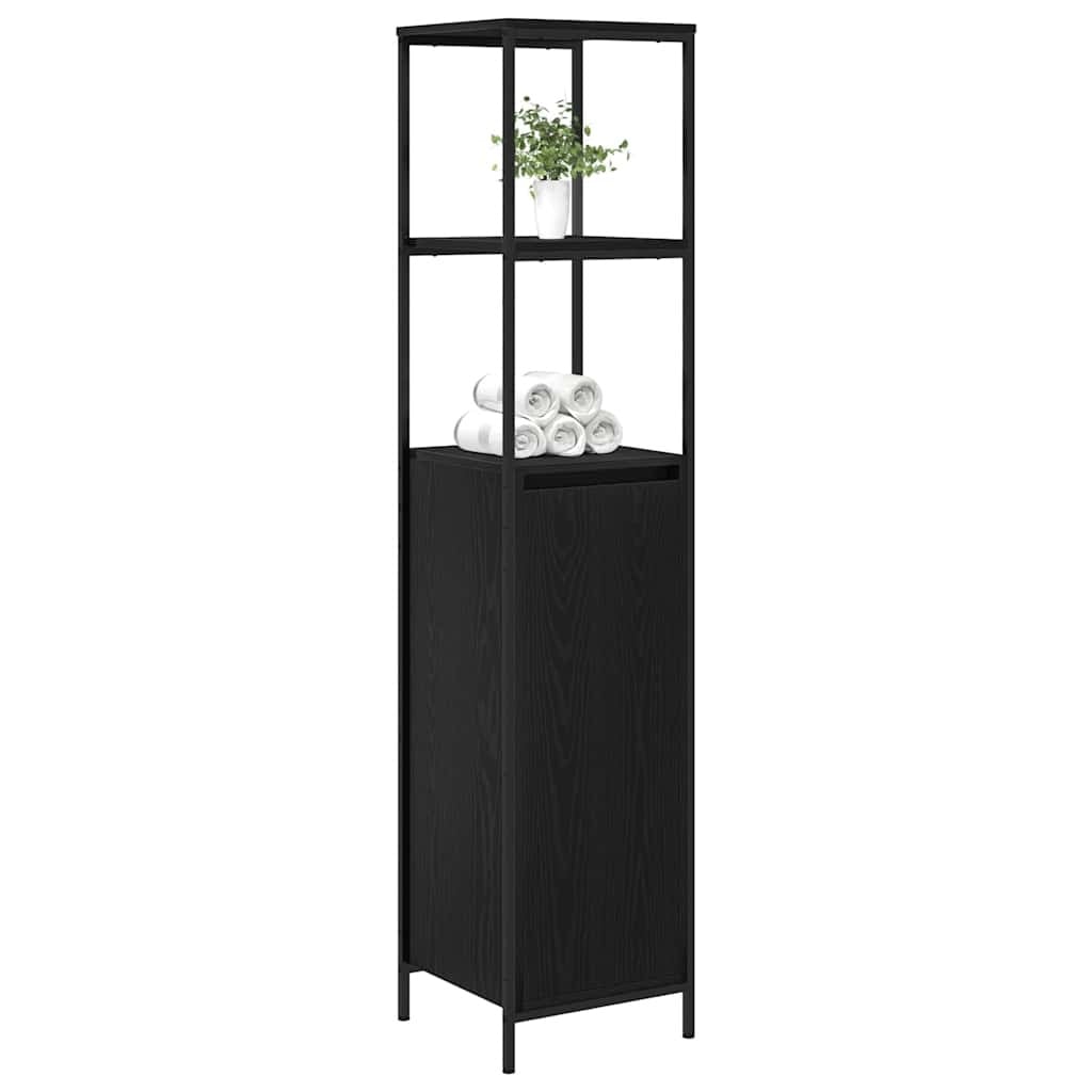 vidaXL Badkamermeubel met planken 36x35x165 cm zwart eikenkleurig