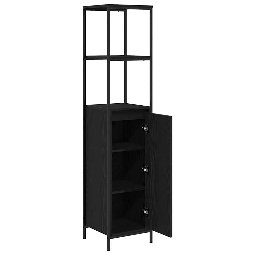 vidaXL Badkamermeubel met planken 36x35x165 cm zwart eikenkleurig