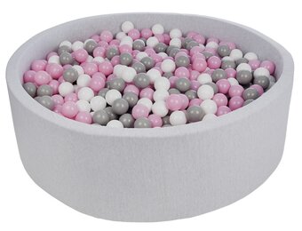 Ballenbak 125 cm met 1200 ballen wit, licht paars & grijs