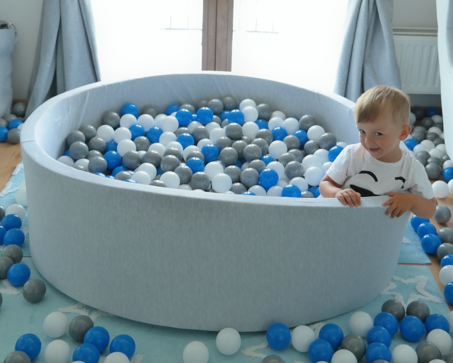 Ballenbak 125 cm met 1200 ballen wit, licht paars & grijs