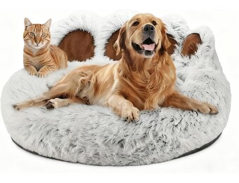 65cm Ø Pluizig Huisdierbed Donzig Hondenbed Kalmerend Kattenbed Wasbaar Kattenmand winter Huisdier Slaapkussen warm Anti-Slip Hondenmand voor Kleine en Middelgrote Honden