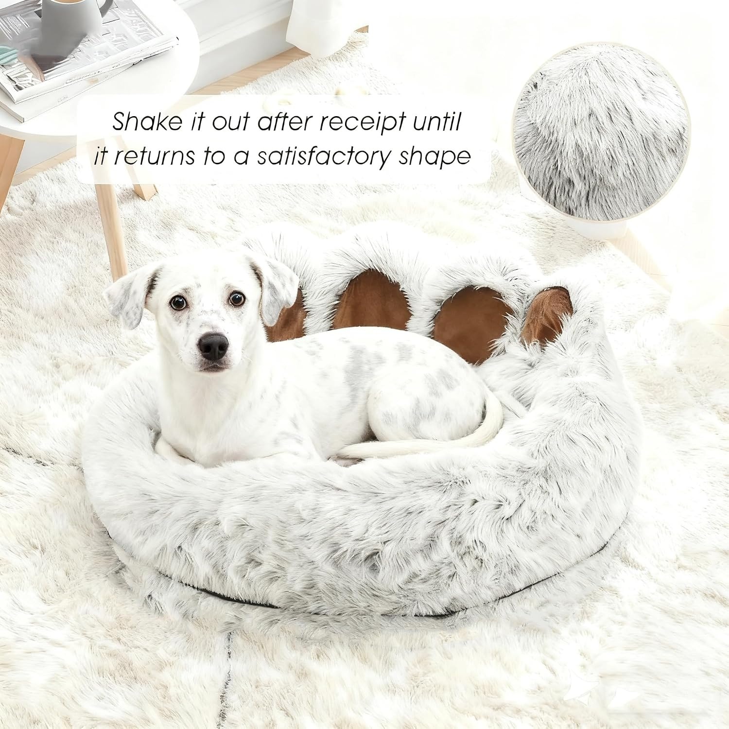 65cm Ø Pluizig Huisdierbed Donzig Hondenbed Kalmerend Kattenbed Wasbaar Kattenmand winter Huisdier Slaapkussen warm Anti-Slip Hondenmand voor Kleine en Middelgrote Honden