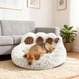 65cm Ø Pluizig Huisdierbed Donzig Hondenbed Kalmerend Kattenbed Wasbaar Kattenmand winter Huisdier Slaapkussen warm Anti-Slip Hondenmand voor Kleine en Middelgrote Honden
