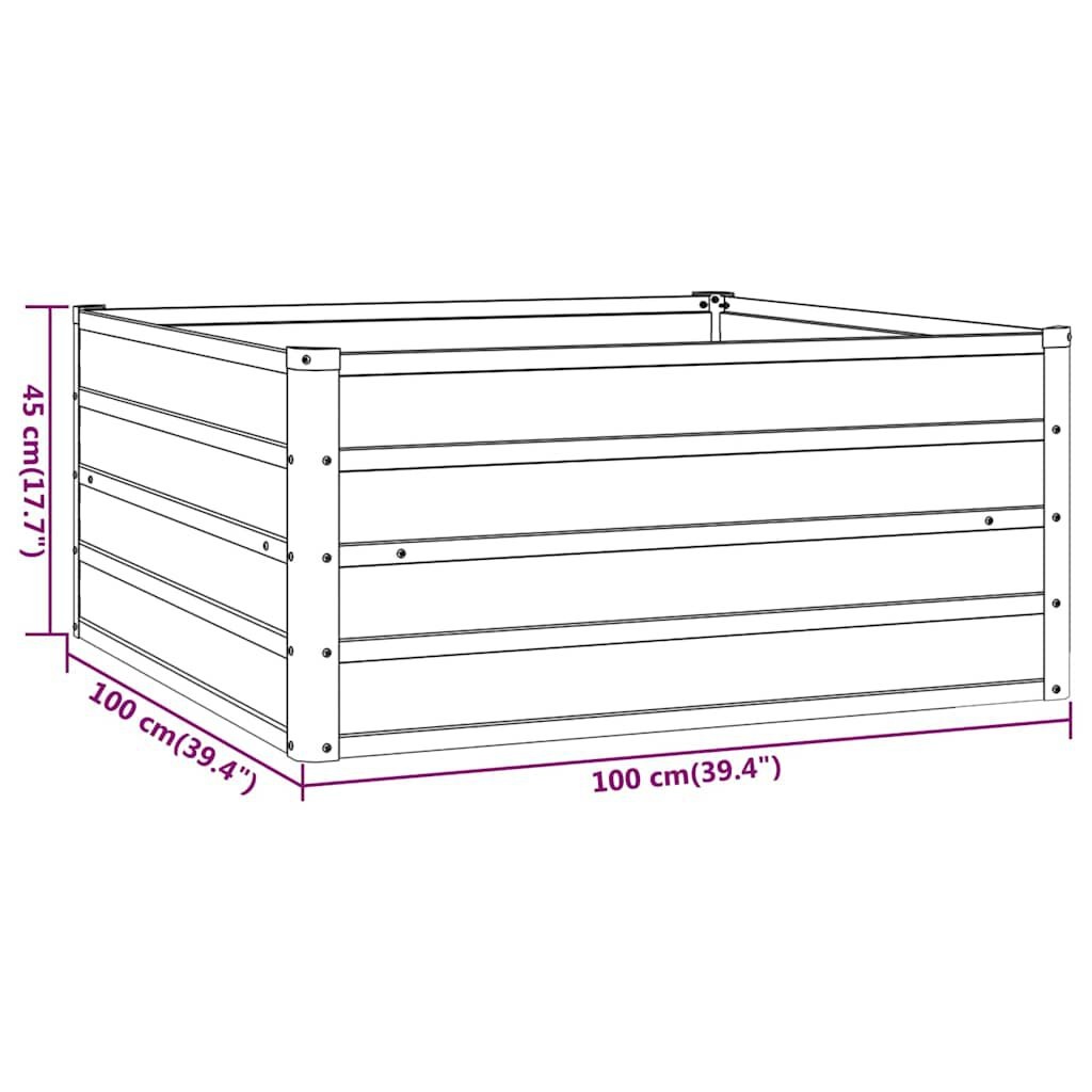 vidaXL Plantenbak verhoogd 100x100x45 cm cortenstaal roestig