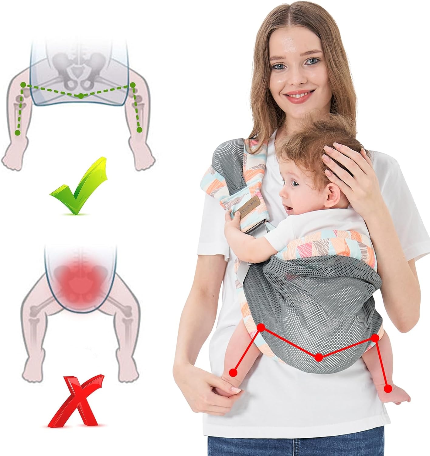 IULONEE Verstelbare Draagzak Ademende Draagzak Verstelbare Koala-Draagdoek Baby Heupdrager Multifunctionele Babydrager Draagzak Van Pasgeborenen Voor Pasgeborene Tot 3-36 Maanden (Kleurrijk)