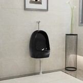 vidaXL Wandurinoir met spoelklep keramiek zwart
