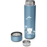 Kinderthemosfles 500ml met led temperatuurweergave Blauw met Beer van Roestvrij staal