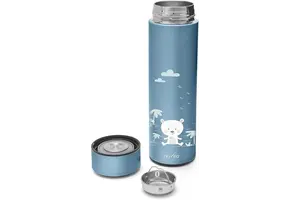 Kinderthemosfles 500ml RVS Blauw Berenprint met LED Temperatuur