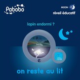 Pabobo Kid Sleep - maan 3 in 1 (nachtlampje, display en wekker) - pedagogische muzikale wekker - dag/nachtlampje - wit