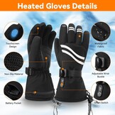 Verwarmbare Handschoenen Skiën - 3 Warmtestanden, Waterdicht, Zwart 2XL