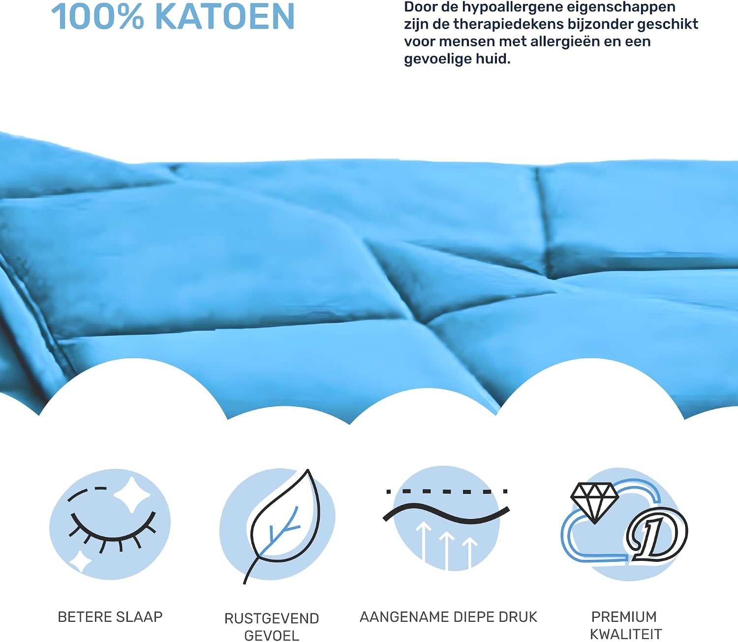 Dailydream Verzwaringsdeken - 155 x 200 cm - 7,5 kg - Blauw - 100% Katoen