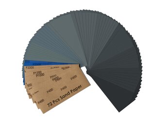 Schuurpapierset 72st 400-3000 Nat/Droog Auto, Metaal, Hout