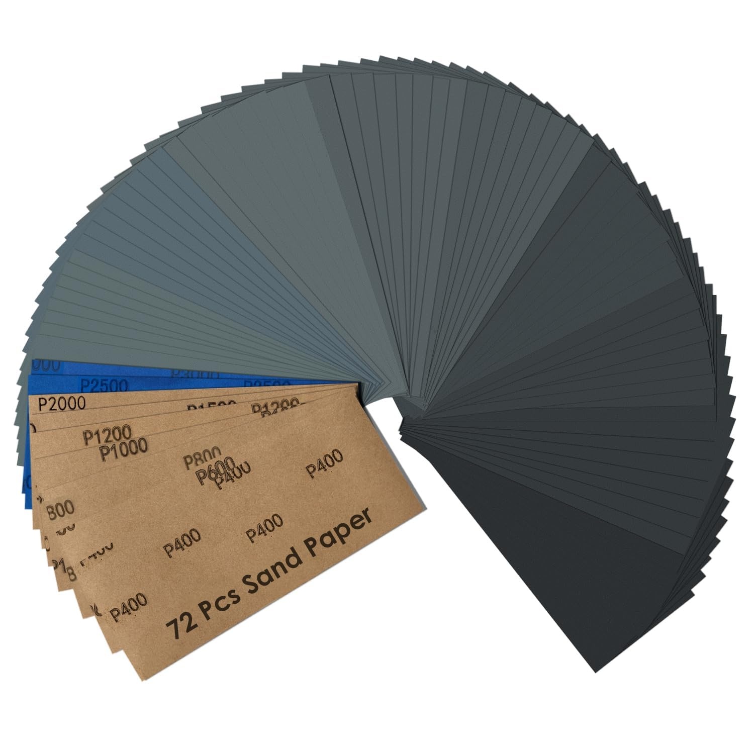 Schuurpapierset 72st 400-3000 Nat/Droog Auto, Metaal, Hout