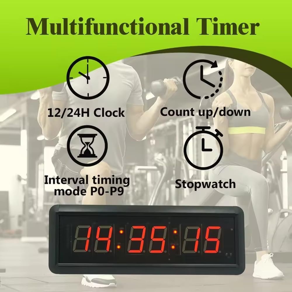 Achterwaartse timer, 2,3 inch led met afstandsbediening, 6-cijferig display, helderheid verstelbaar, zichtbaar vanaf 12 m, draagbaar, met statief en wandhouder voor keuken, examens/wedstrijd, USB