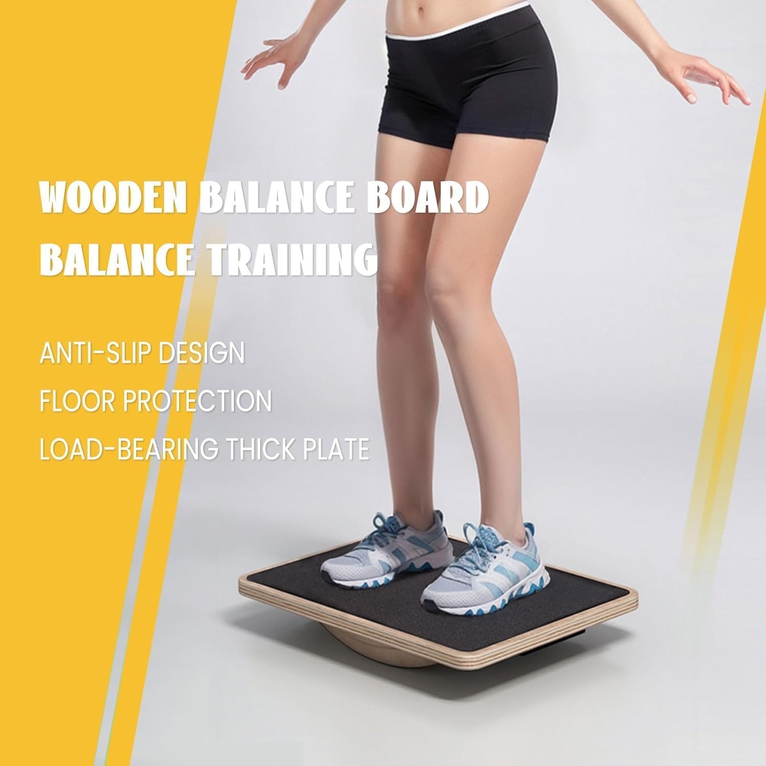 Wobble Board, Sports Balance Board Wood, Wobble Board with Non-Slip Base, Balance Board for Under the Desk, Core Power, Stability, Balance Board Desk