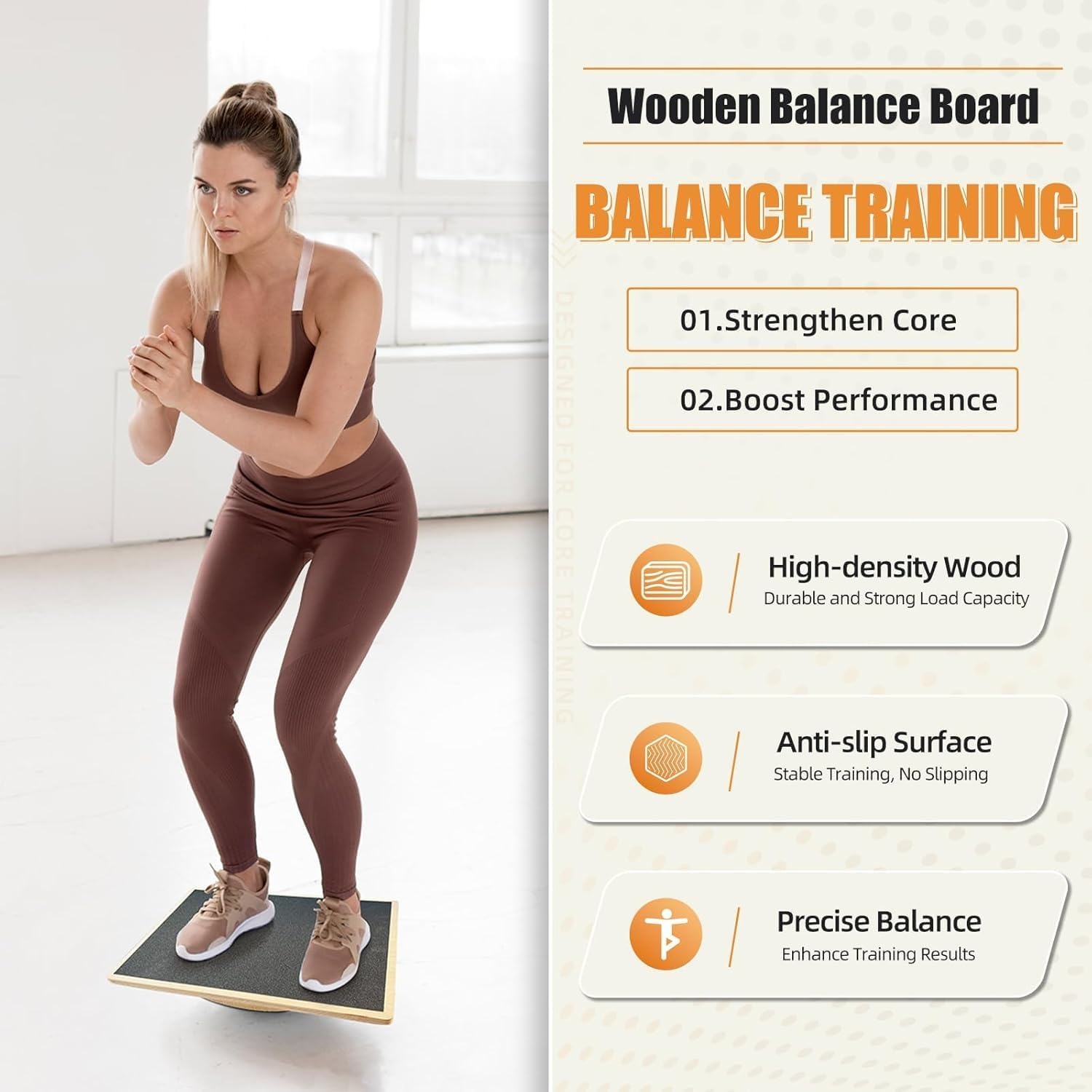 Wobble Board, Sports Balance Board Wood, Wobble Board with Non-Slip Base, Balance Board for Under the Desk, Core Power, Stability, Balance Board Desk