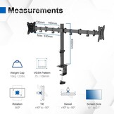 GRIFEMA Dubbele Monitor Arm - Voor 13-27 inch schermen - Zwart