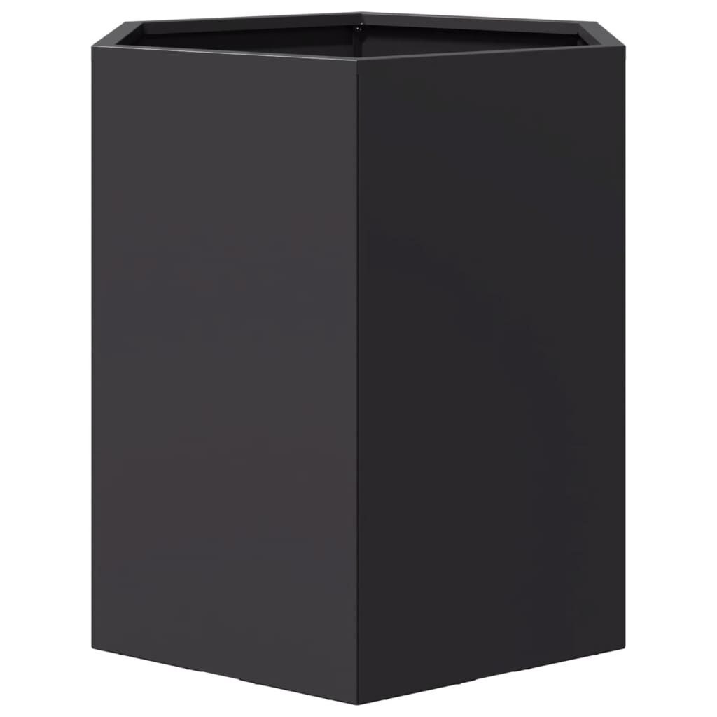 Zeshoekige Plantenbak Staal Zwart - 46x40x45 cm - 59% Korting!