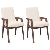 2x Bruine Massief Houten Eetkamerstoelen met Kussens - 35% Korting