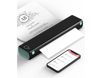 Phomemo M08F Thermal Printer - Portable Wireless A4 Mobile Printers for Home Office, Bluetooth Inkless Printer Compatible with Laptops & Smartphone,Black