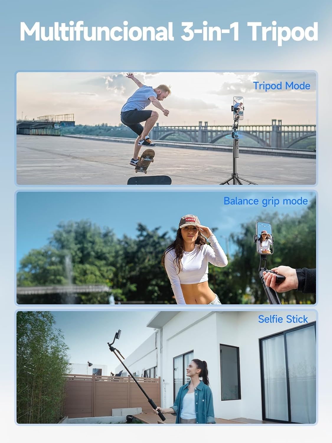 Rollei Easy Creator Quadpod AI met 360° Tracking en Bluetooth Afstandsbediening - 163 cm