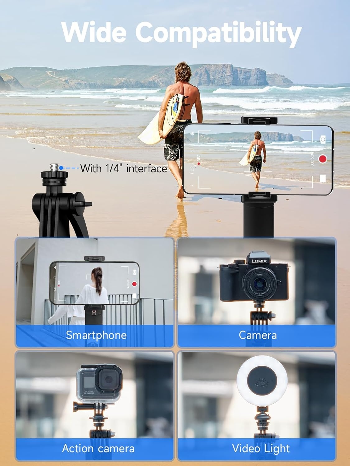 Rollei Easy Creator Quadpod AI met 360° Tracking en Bluetooth Afstandsbediening - 163 cm