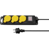 ITENSE Waterbestendige Stekkerdoos met 3 Stopcontacten - 0,85 meter - Zwart/Geel
