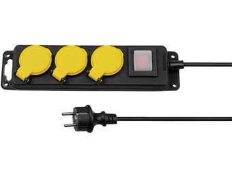 ITENSE Waterbestendige Stekkerdoos met 3 Stopcontacten - 0,85 meter - Zwart/Geel