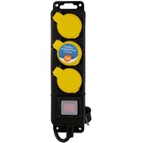ITENSE Waterbestendige Stekkerdoos met 3 Stopcontacten - 0,85 meter - Zwart/Geel