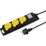 ITENSE Waterbestendige Stekkerdoos met 3 Stopcontacten - 0,85 meter - Zwart/Geel